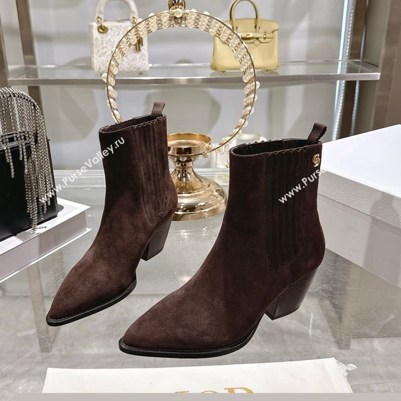 Dior Wild Heeled Ankle Boots 5cm in Suede Chocolate Brown 2025 DR121610 (MD-251216130)