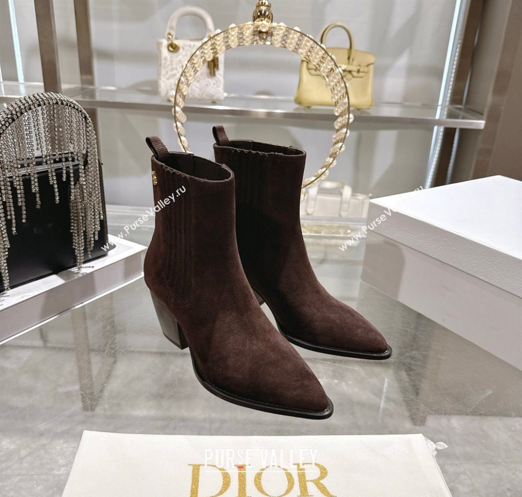 Dior Wild Heeled Ankle Boots 5cm in Suede Chocolate Brown 2025 DR121610 (MD-251216130)