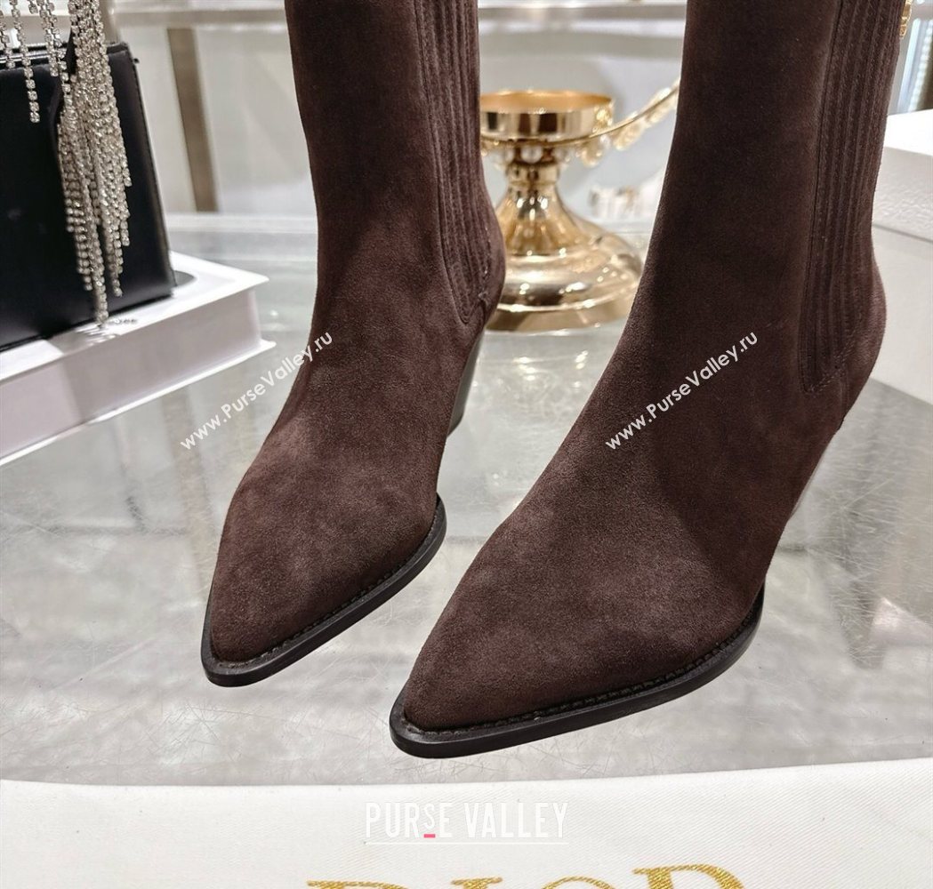 Dior Wild Heeled Ankle Boots 5cm in Suede Chocolate Brown 2025 DR121610 (MD-251216130)