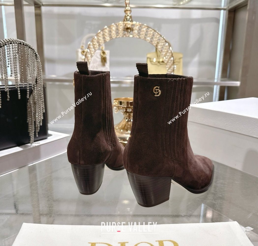Dior Wild Heeled Ankle Boots 5cm in Suede Chocolate Brown 2025 DR121610 (MD-251216130)