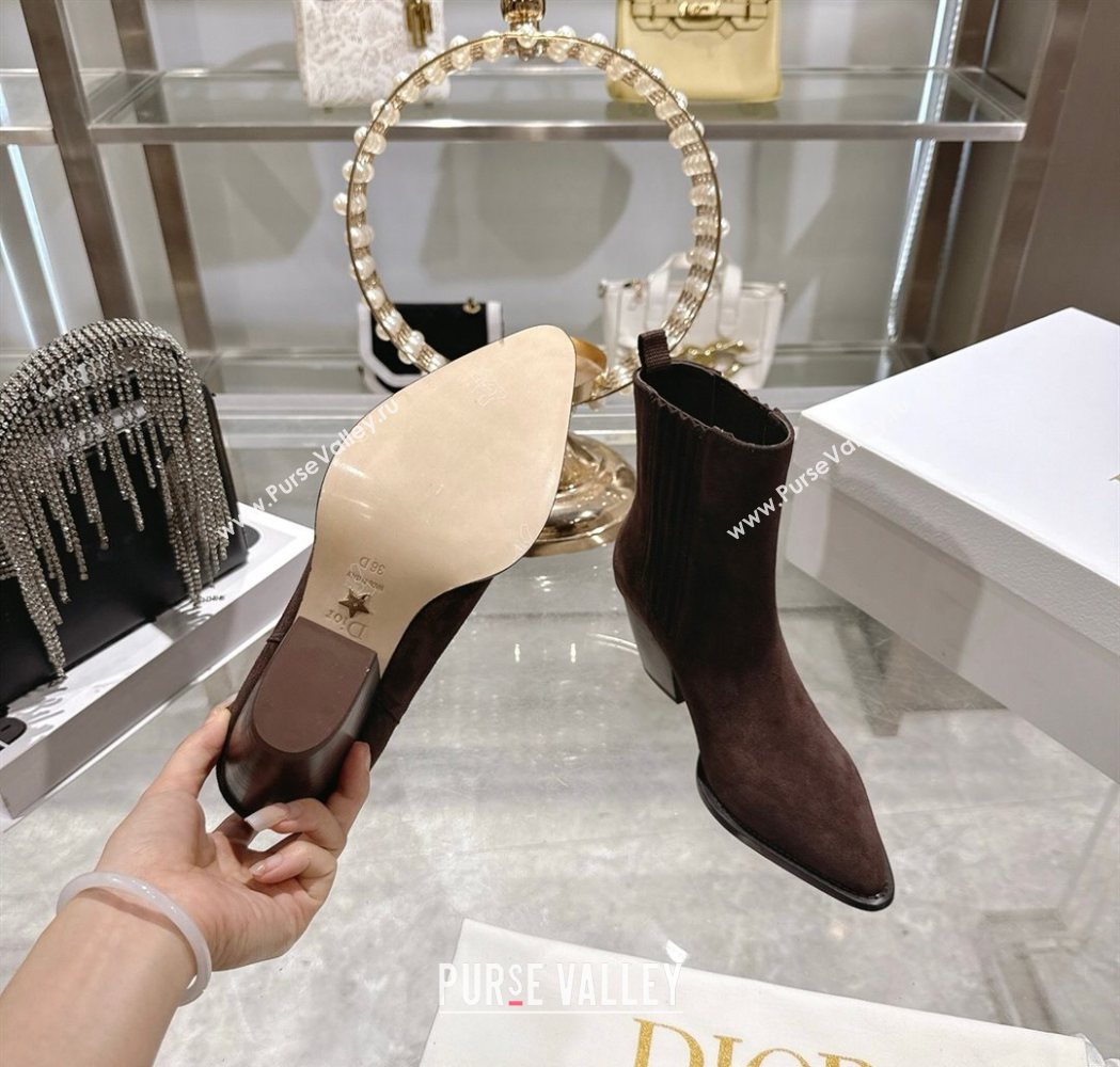 Dior Wild Heeled Ankle Boots 5cm in Suede Chocolate Brown 2025 DR121610 (MD-251216130)