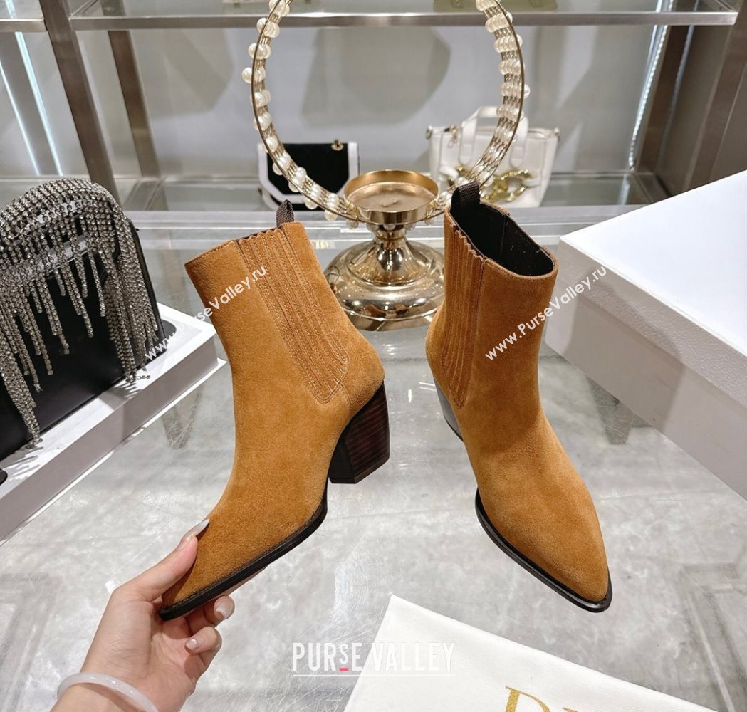 Dior Wild Heeled Ankle Boots 5cm in Suede Brown Yellow 2025 DR121610 (MD-251216131)