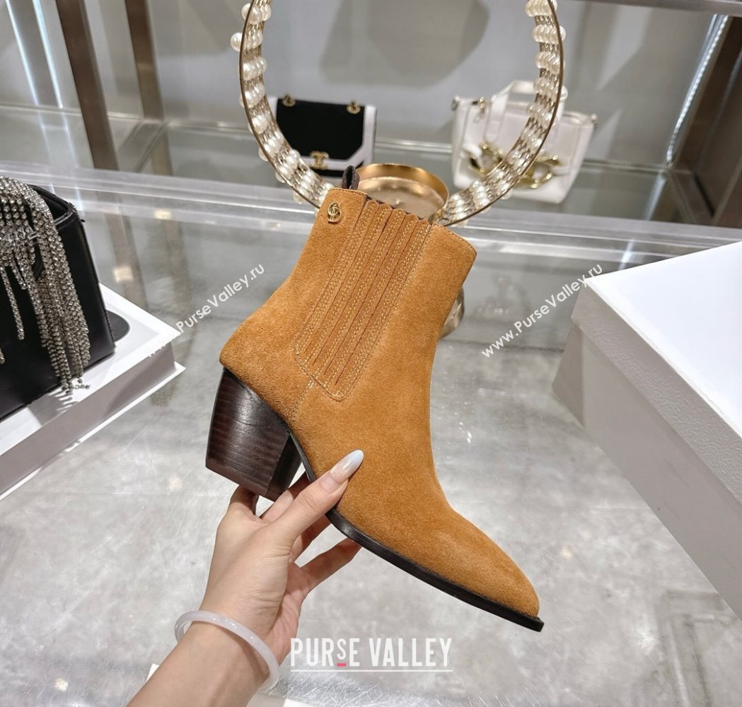 Dior Wild Heeled Ankle Boots 5cm in Suede Brown Yellow 2025 DR121610 (MD-251216131)