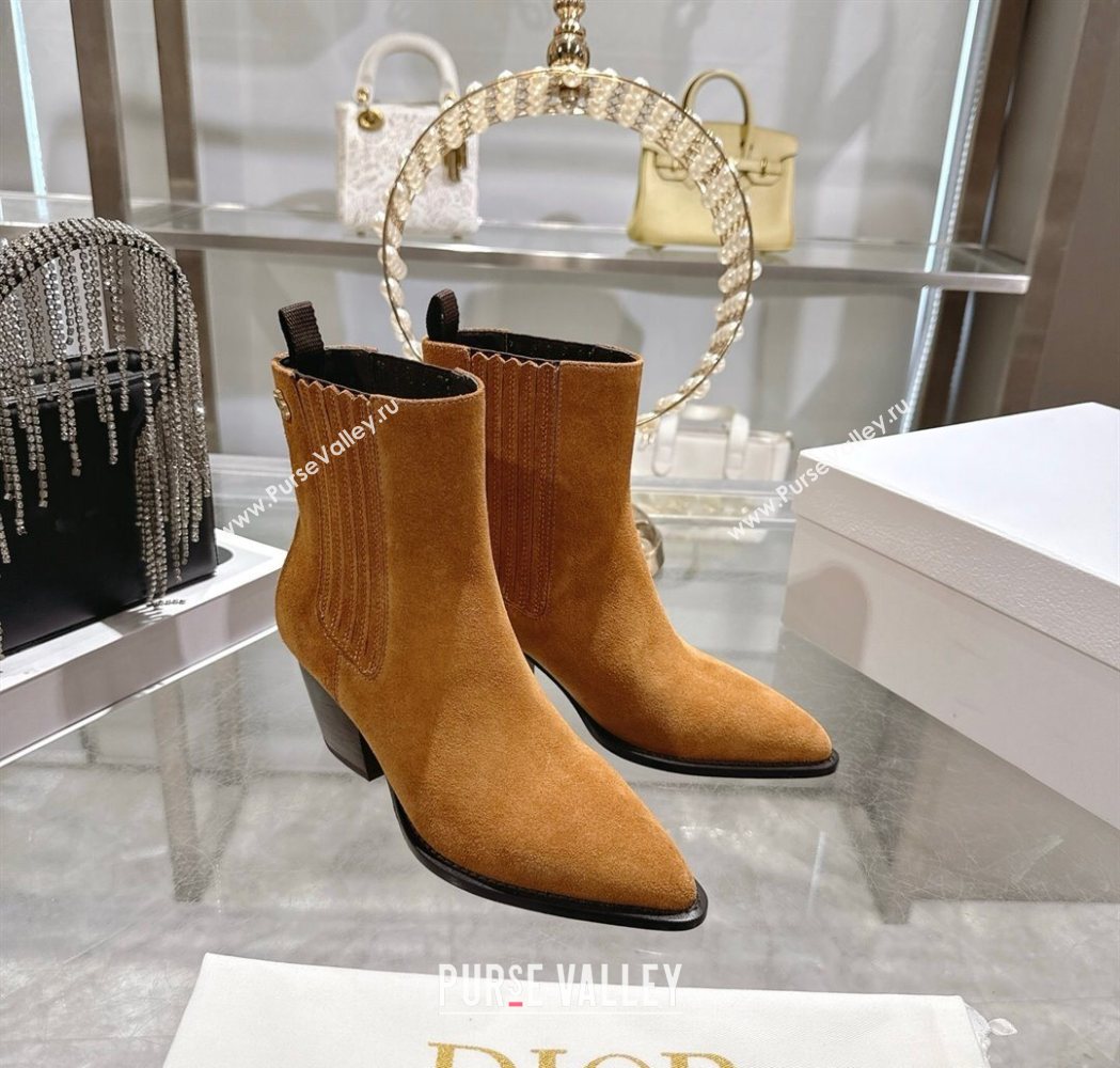 Dior Wild Heeled Ankle Boots 5cm in Suede Brown Yellow 2025 DR121610 (MD-251216131)