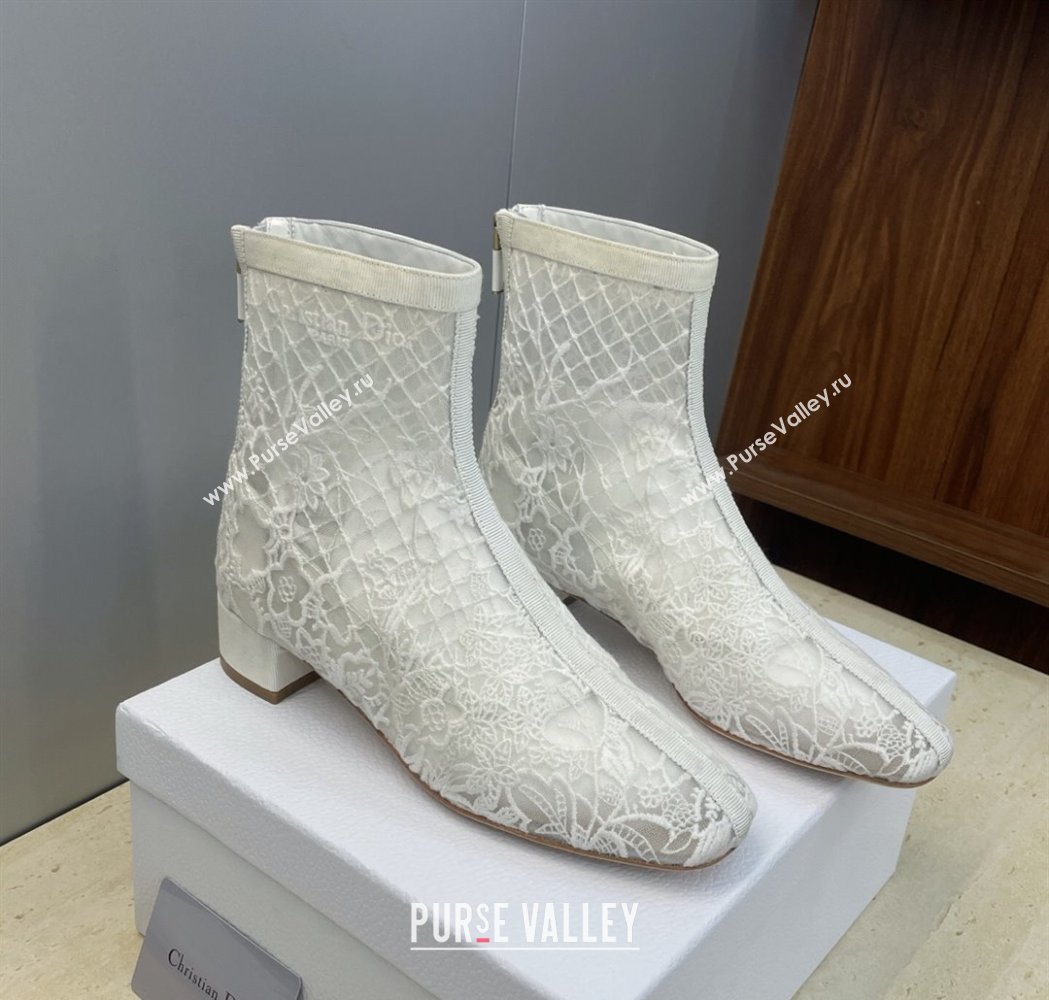Dior Naughtily-D Heeled Ankle Boots 3.5cm in Transparent Mesh Embroidered with Millefiori Motif White 2025 DR121607 (MD-25121611