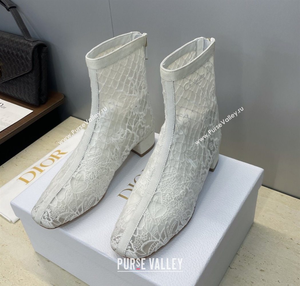 Dior Naughtily-D Heeled Ankle Boots 3.5cm in Transparent Mesh Embroidered with Millefiori Motif White 2025 DR121607 (MD-25121611