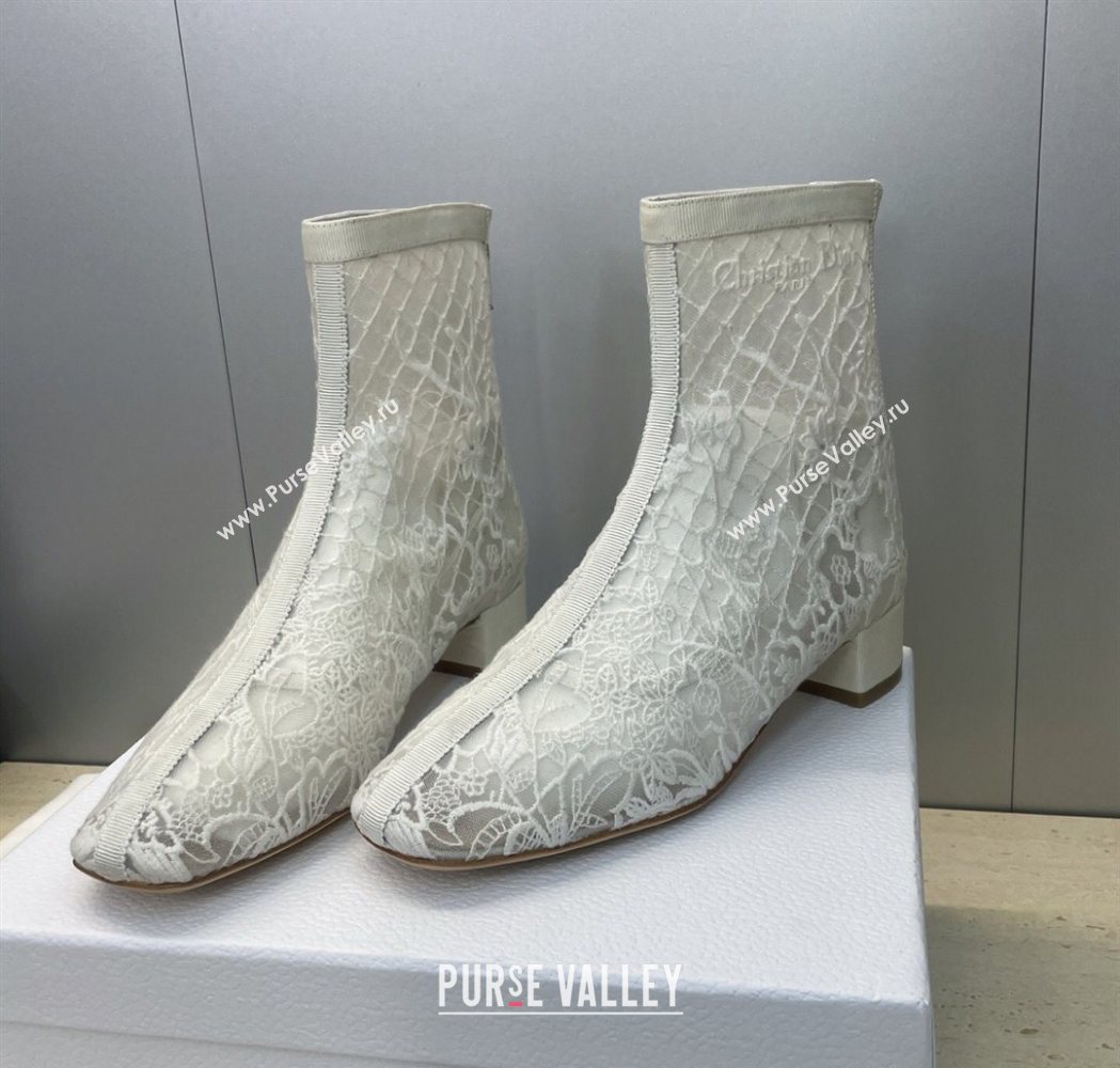 Dior Naughtily-D Heeled Ankle Boots 3.5cm in Transparent Mesh Embroidered with Millefiori Motif White 2025 DR121607 (MD-25121611