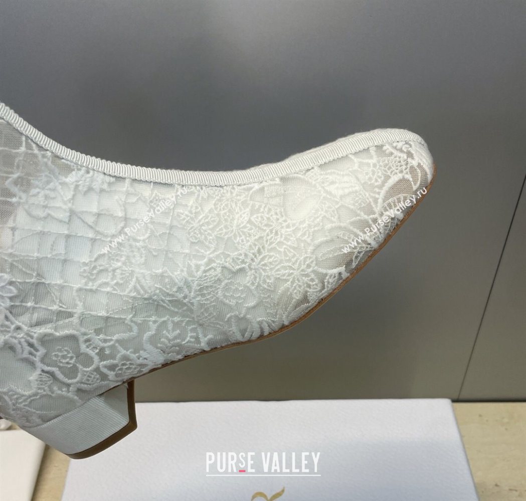 Dior Naughtily-D Heeled Ankle Boots 3.5cm in Transparent Mesh Embroidered with Millefiori Motif White 2025 DR121607 (MD-25121611