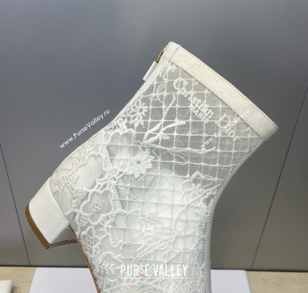 Dior Naughtily-D Heeled Ankle Boots 3.5cm in Transparent Mesh Embroidered with Millefiori Motif White 2025 DR121607 (MD-25121611
