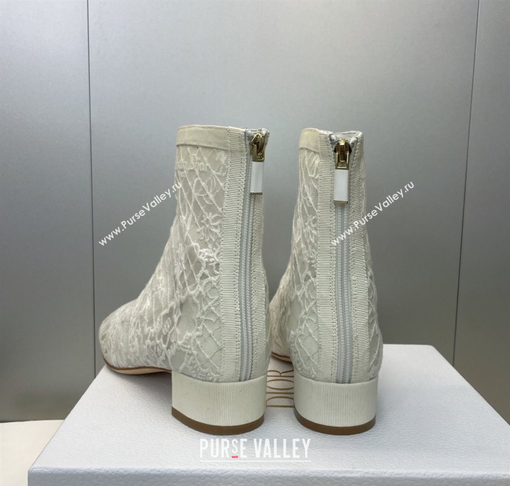 Dior Naughtily-D Heeled Ankle Boots 3.5cm in Transparent Mesh Embroidered with Millefiori Motif White 2025 DR121607 (MD-25121611
