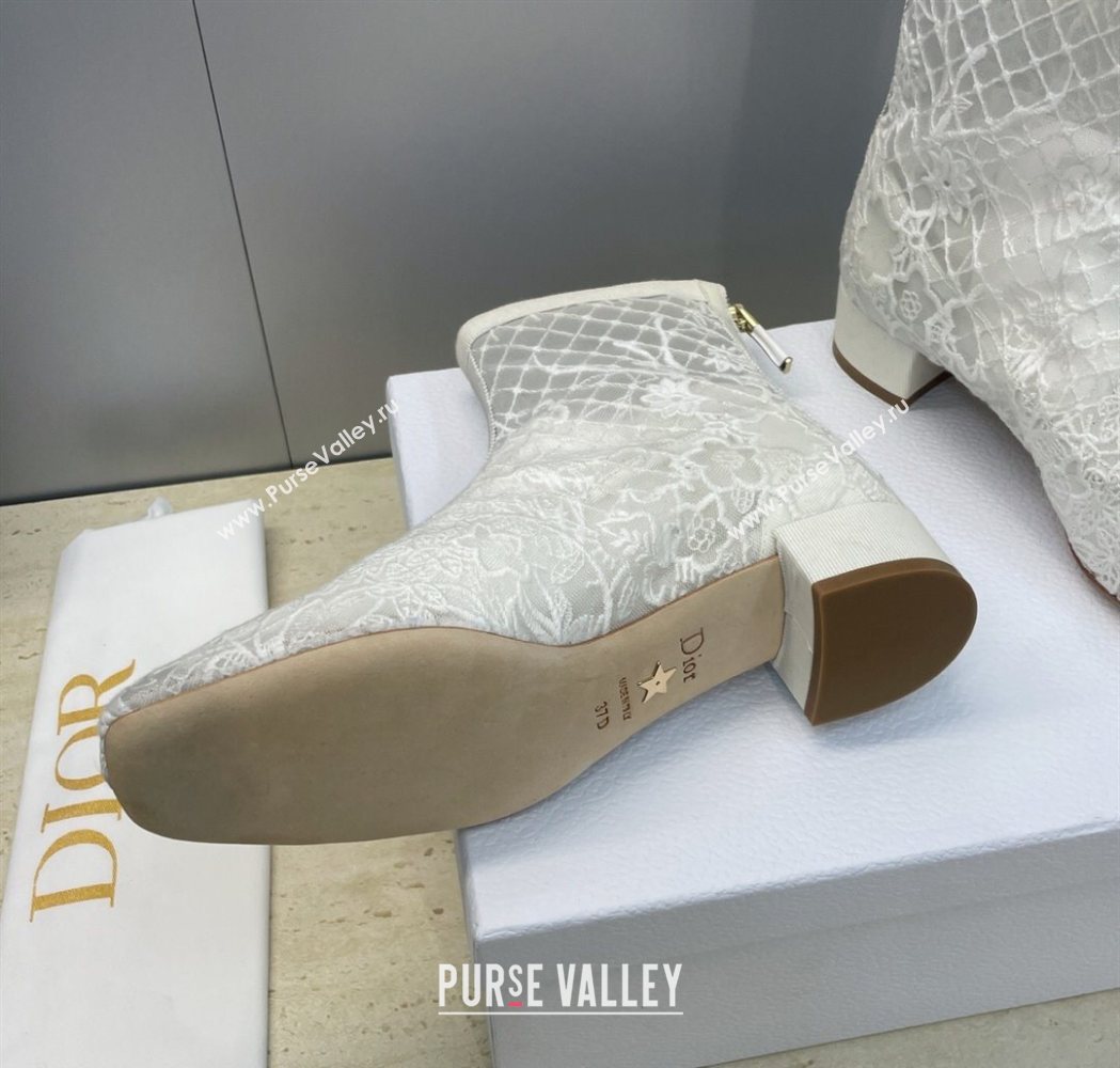 Dior Naughtily-D Heeled Ankle Boots 3.5cm in Transparent Mesh Embroidered with Millefiori Motif White 2025 DR121607 (MD-25121611