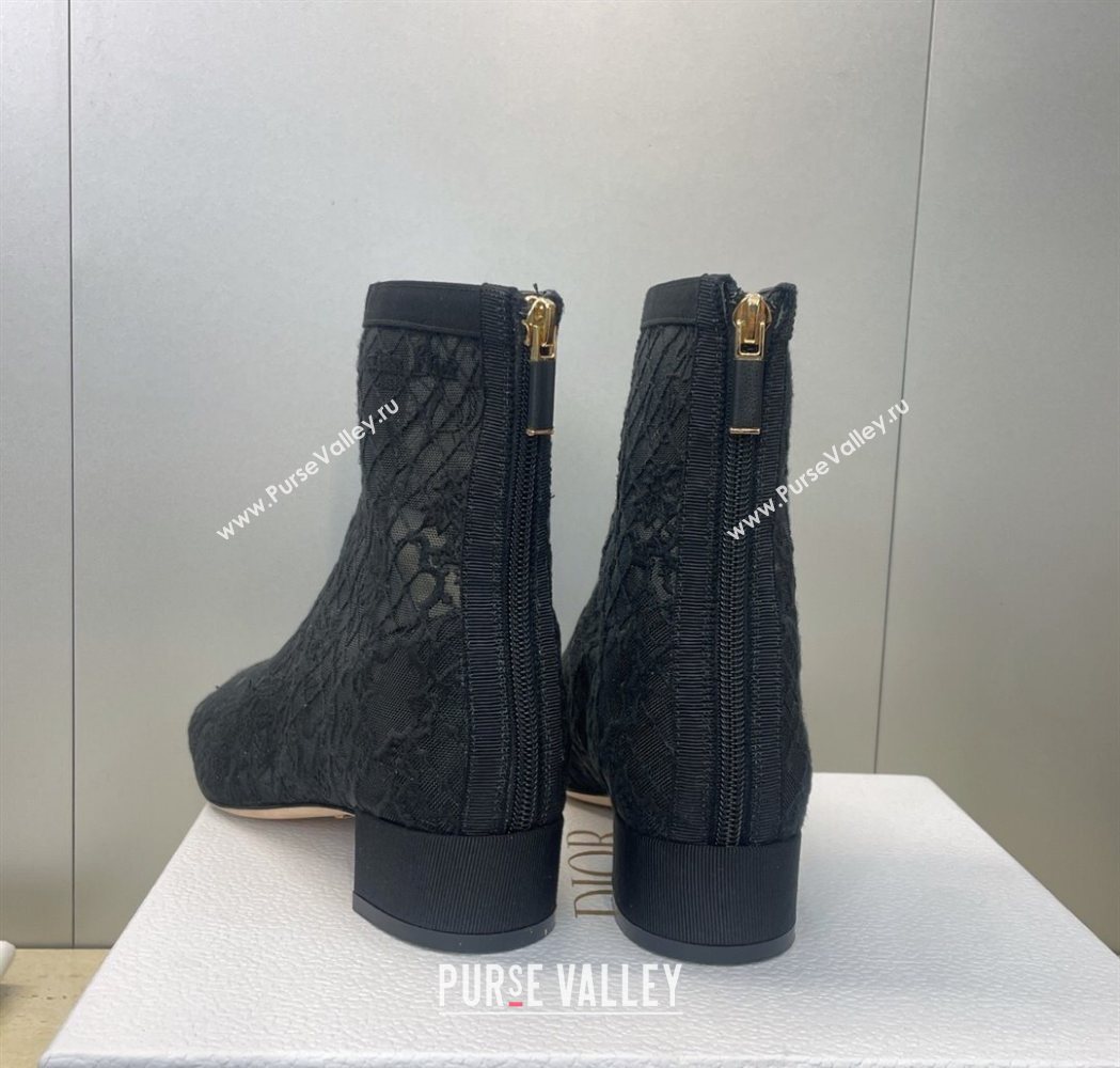 Dior Naughtily-D Heeled Ankle Boots 3.5cm in Transparent Mesh Embroidered with Millefiori Motif Black 2025 DR121607 (MD-25121611