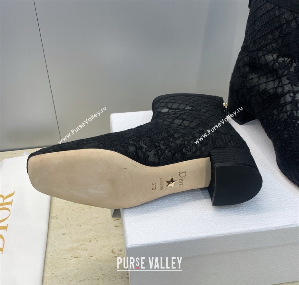 Dior Naughtily-D Heeled Ankle Boots 3.5cm in Transparent Mesh Embroidered with Millefiori Motif Black 2025 DR121607 (MD-25121611