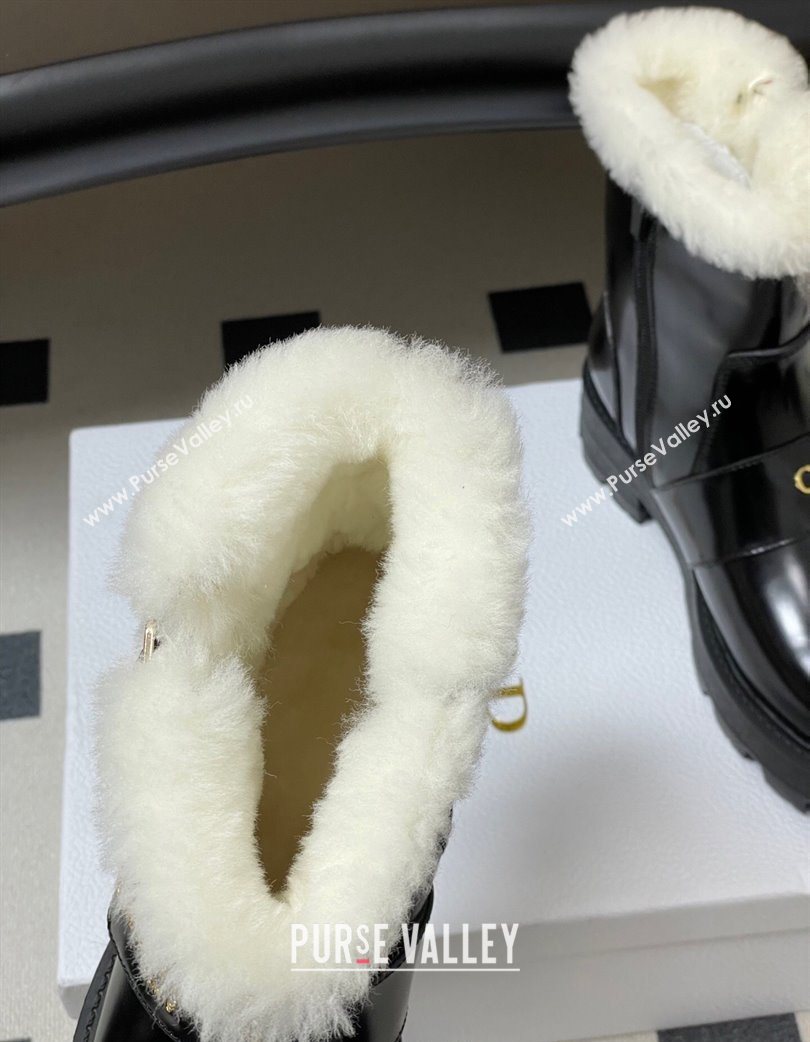 Dior DiorAlps D-Quest Ankle Boots in Shiny Calfskin and Wool with Buckle Strap Black 2025 DR121609 (MD-251216120)