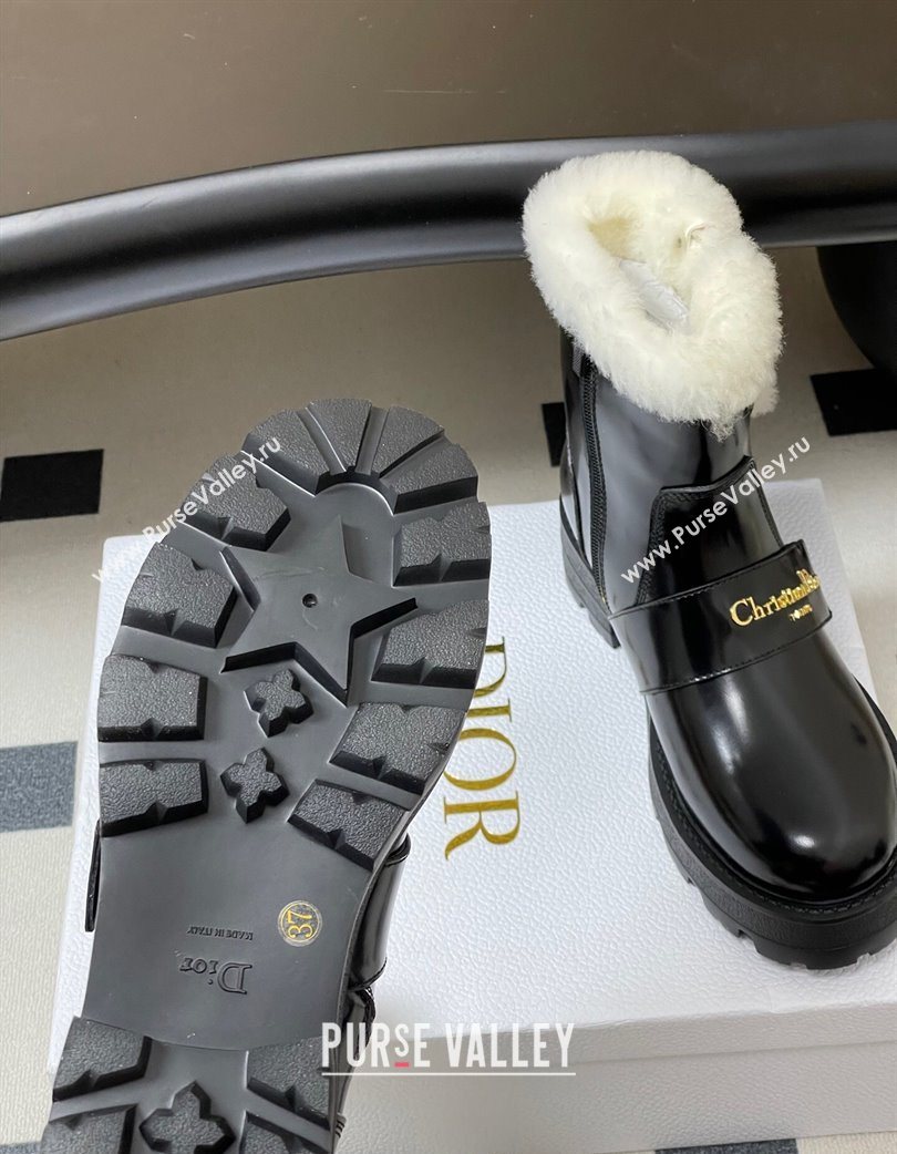 Dior DiorAlps D-Quest Ankle Boots in Shiny Calfskin and Wool with Buckle Strap Black 2025 DR121609 (MD-251216120)