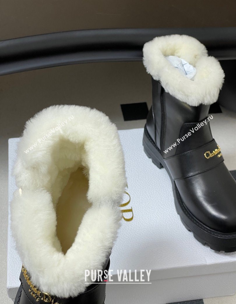 Dior DiorAlps D-Quest Ankle Boots in Calfskin Leather and Wool with Buckle Strap Black 2025 DR121609 (MD-251216121)