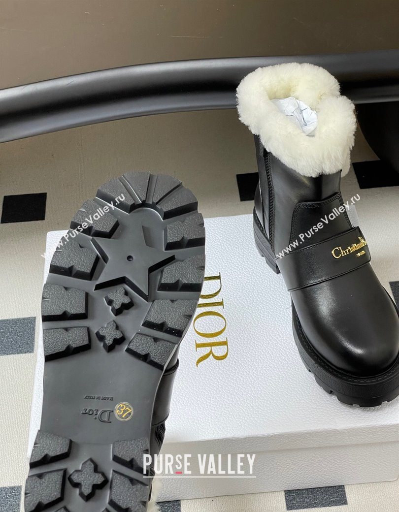 Dior DiorAlps D-Quest Ankle Boots in Calfskin Leather and Wool with Buckle Strap Black 2025 DR121609 (MD-251216121)