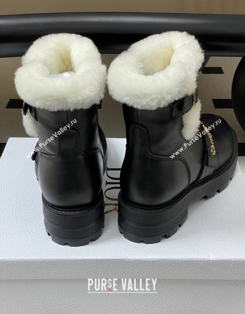 Dior DiorAlps D-Quest Ankle Boots in Calfskin Leather and Wool with Buckle Strap Black 2025 DR121609 (MD-251216121)