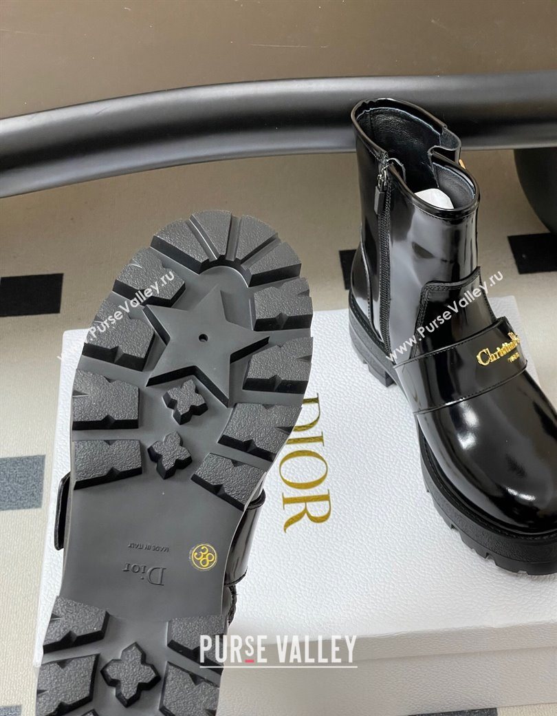 Dior DiorAlps D-Quest Ankle Boots in Shiny Calfskin with Logo Buckle Strap Black 2025 DR121609 (MD-251216123)