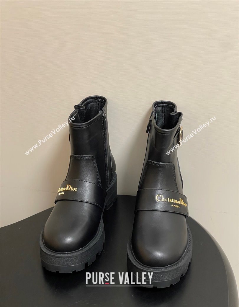 Dior DiorAlps D-Quest Ankle Boots in Calfskin Leather with Logo Buckle Strap Black 2025 DR121609 (MD-251216124)