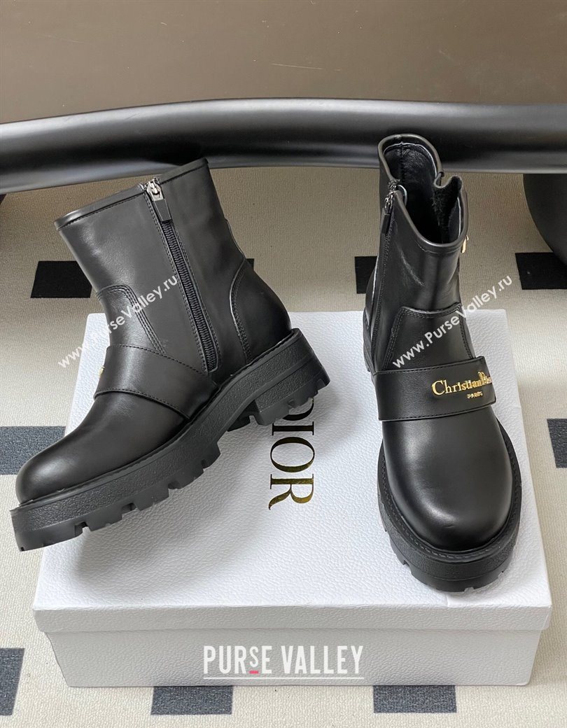 Dior DiorAlps D-Quest Ankle Boots in Calfskin Leather with Logo Buckle Strap Black 2025 DR121609 (MD-251216124)
