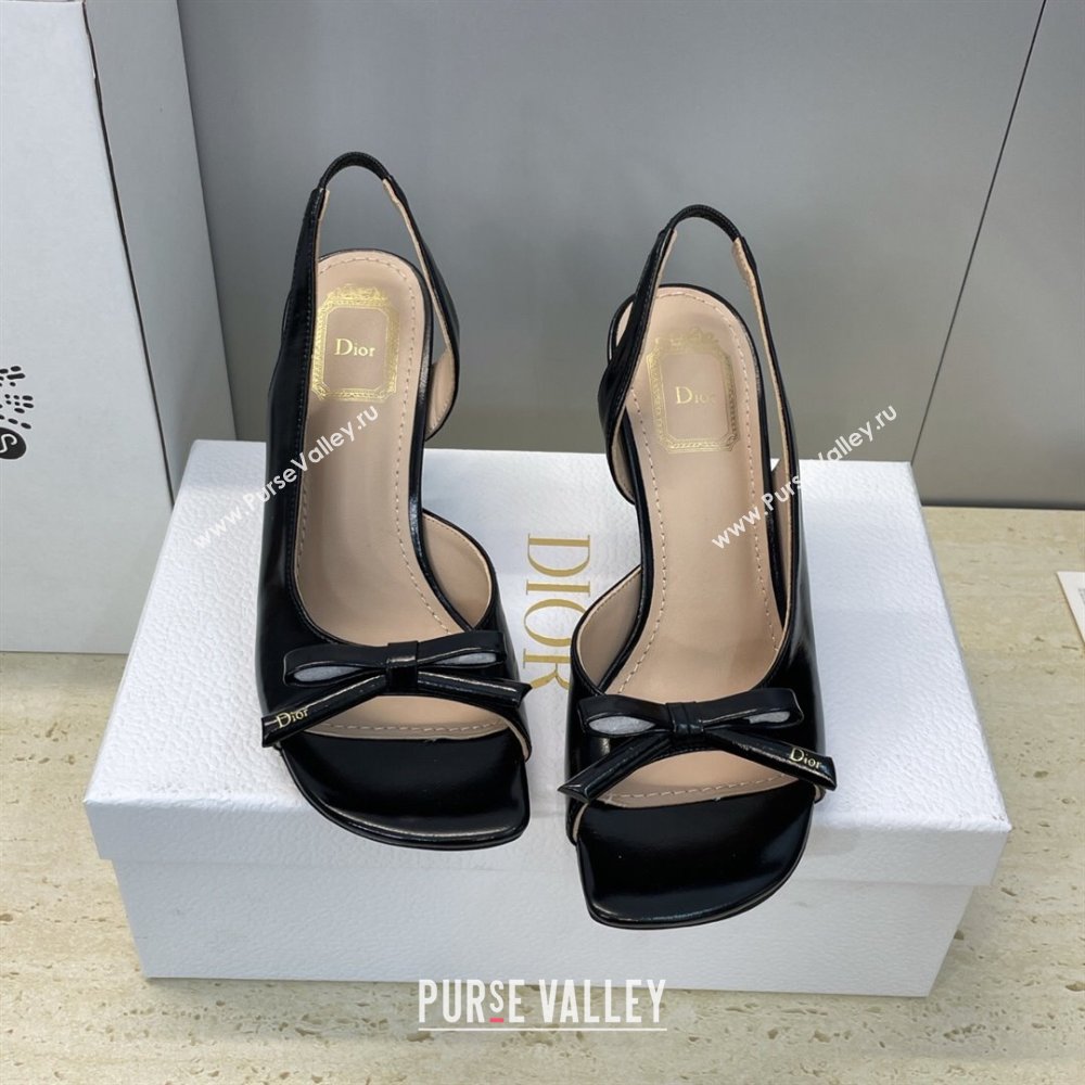 Dior Bow Patent Leather Heeled Sandals 7.5cm Black 2025 DR121702 (MD-251217033)