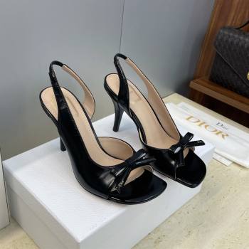 Dior Bow Patent Leather Heeled Sandals 7.5cm Black 2025 DR121702 (MD-251217033)