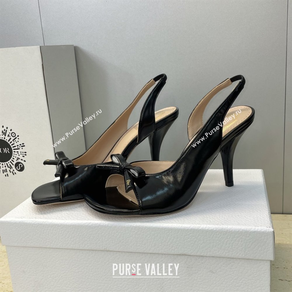 Dior Bow Patent Leather Heeled Sandals 7.5cm Black 2025 DR121702 (MD-251217033)