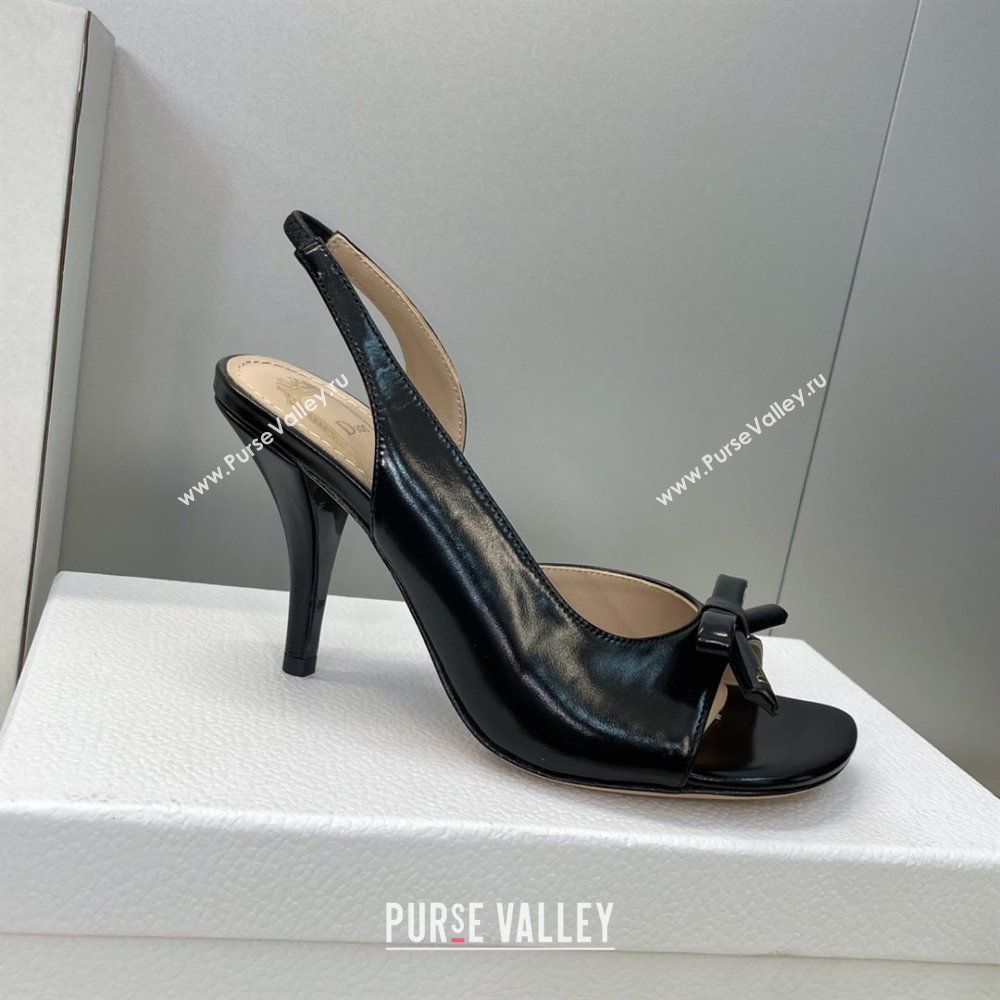 Dior Bow Patent Leather Heeled Sandals 7.5cm Black 2025 DR121702 (MD-251217033)
