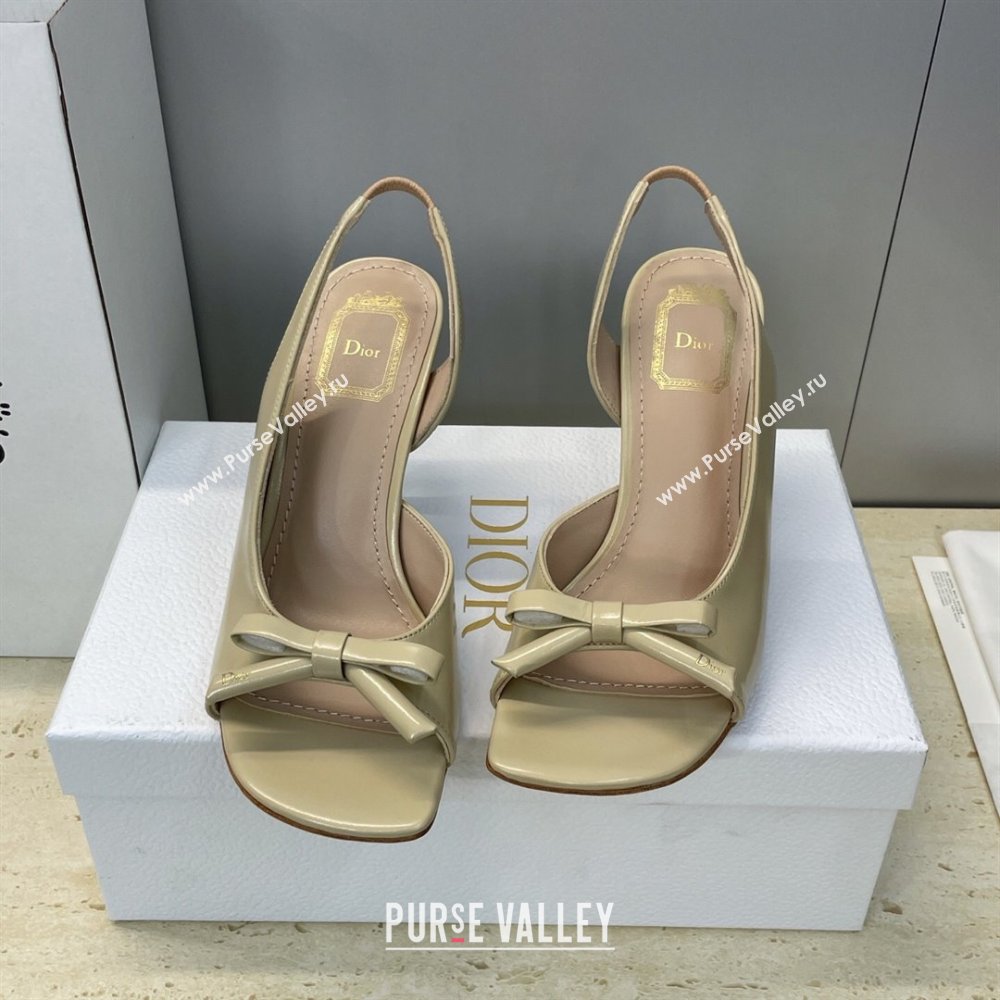 Dior Bow Patent Leather Heeled Sandals 7.5cm Beige 2025 DR121702 (MD-251217036)