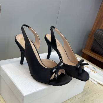 Dior Bow Satin Heeled Sandals 7.5cm Black 2025 DR121702 (MD-251217032)