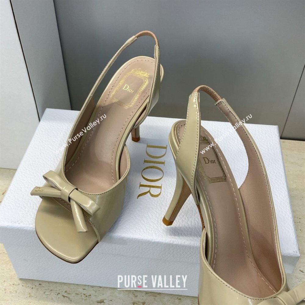 Dior Bow Patent Leather Heeled Sandals 7.5cm Beige 2025 DR121702 (MD-251217036)