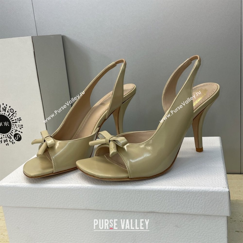 Dior Bow Patent Leather Heeled Sandals 7.5cm Beige 2025 DR121702 (MD-251217036)