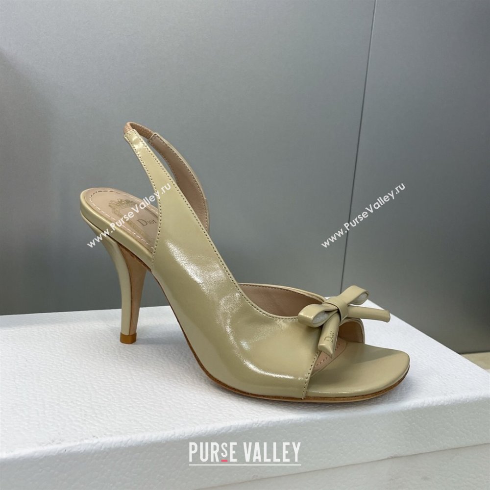 Dior Bow Patent Leather Heeled Sandals 7.5cm Beige 2025 DR121702 (MD-251217036)
