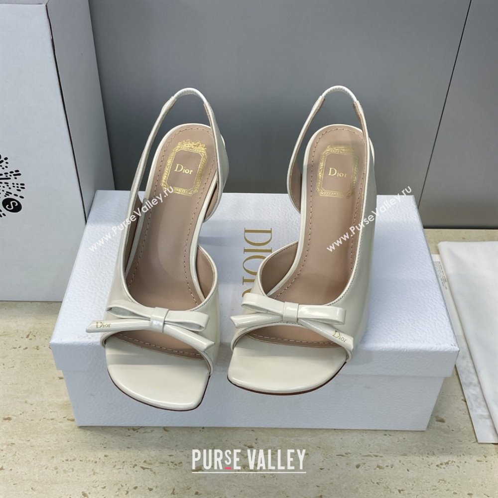 Dior Bow Patent Leather Heeled Sandals 7.5cm White 2025 DR121702 (MD-251217038)