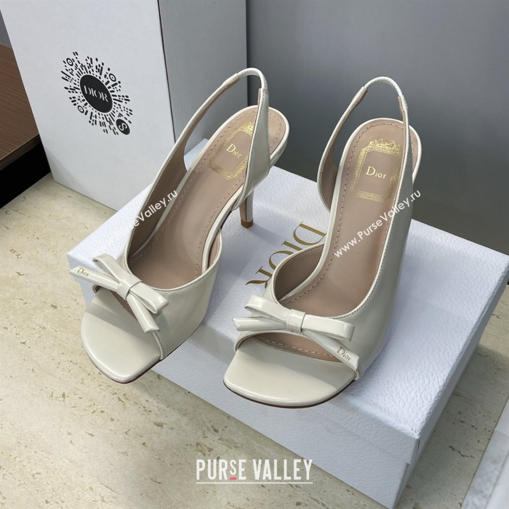 Dior Bow Patent Leather Heeled Sandals 7.5cm White 2025 DR121702 (MD-251217038)