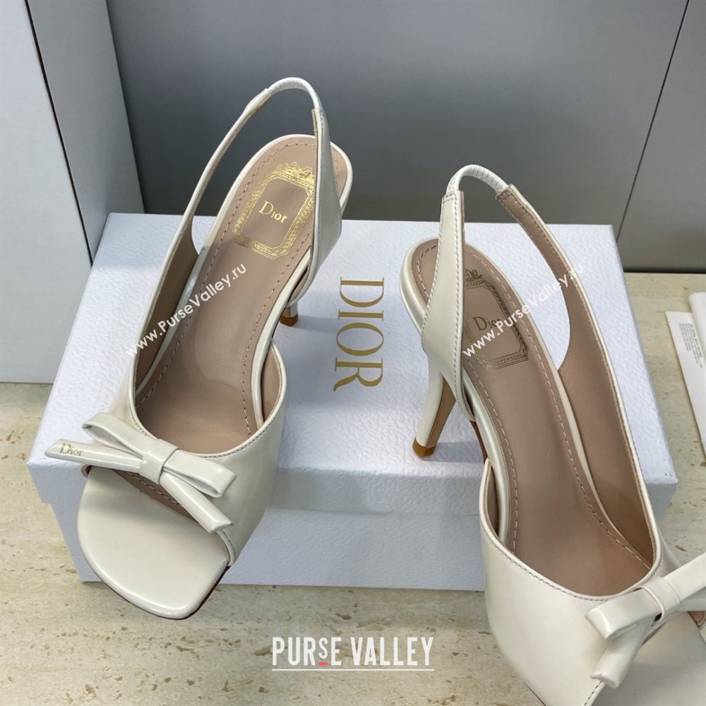 Dior Bow Patent Leather Heeled Sandals 7.5cm White 2025 DR121702 (MD-251217038)