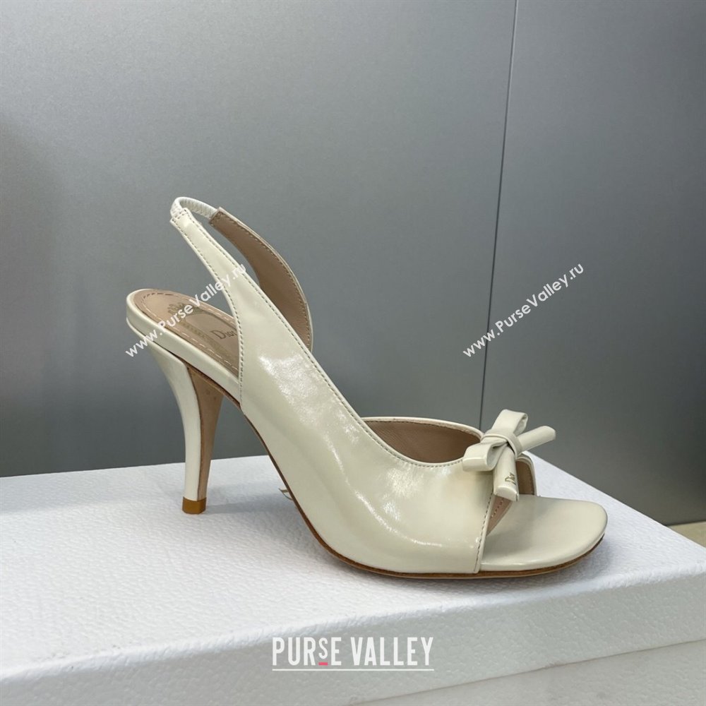 Dior Bow Patent Leather Heeled Sandals 7.5cm White 2025 DR121702 (MD-251217038)