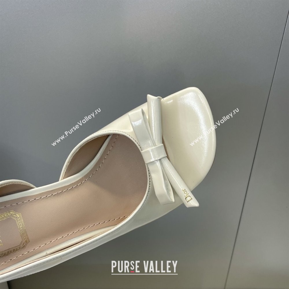 Dior Bow Patent Leather Heeled Sandals 7.5cm White 2025 DR121702 (MD-251217038)