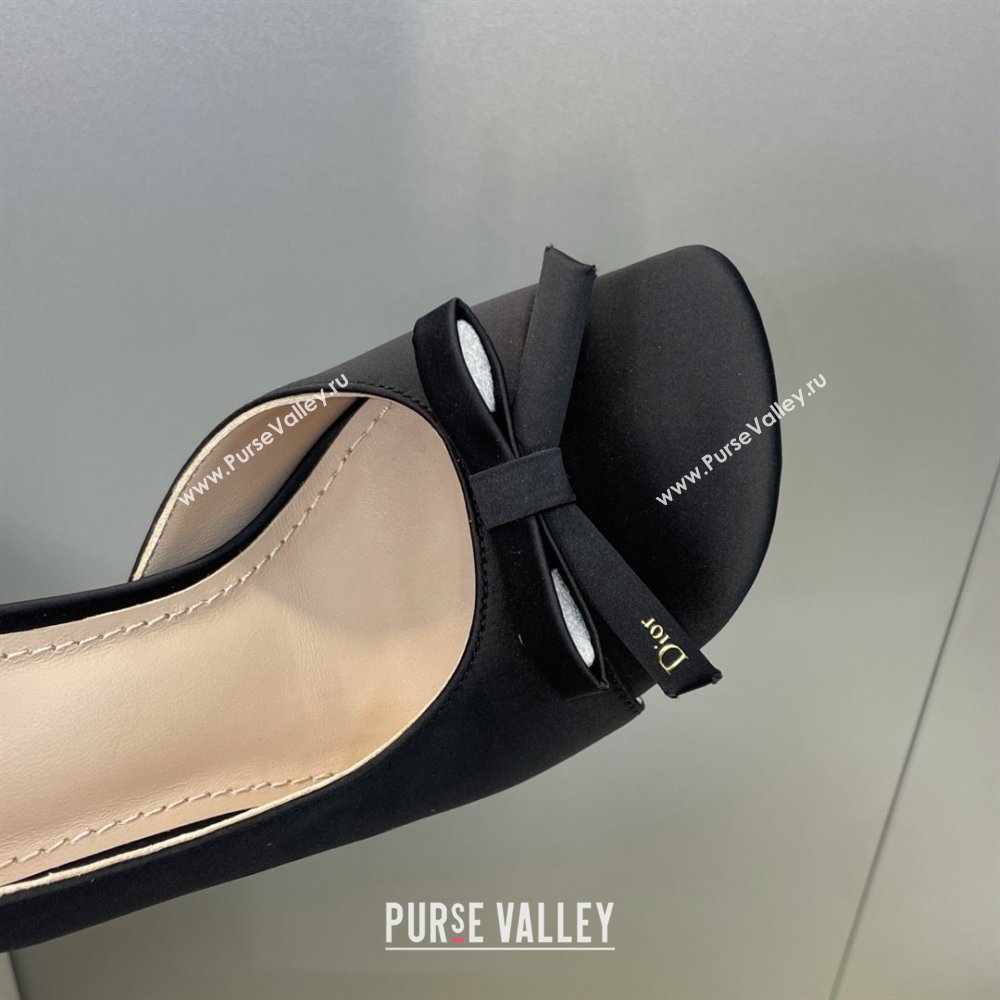 Dior Bow Satin Heeled Sandals 7.5cm Black 2025 DR121702 (MD-251217032)