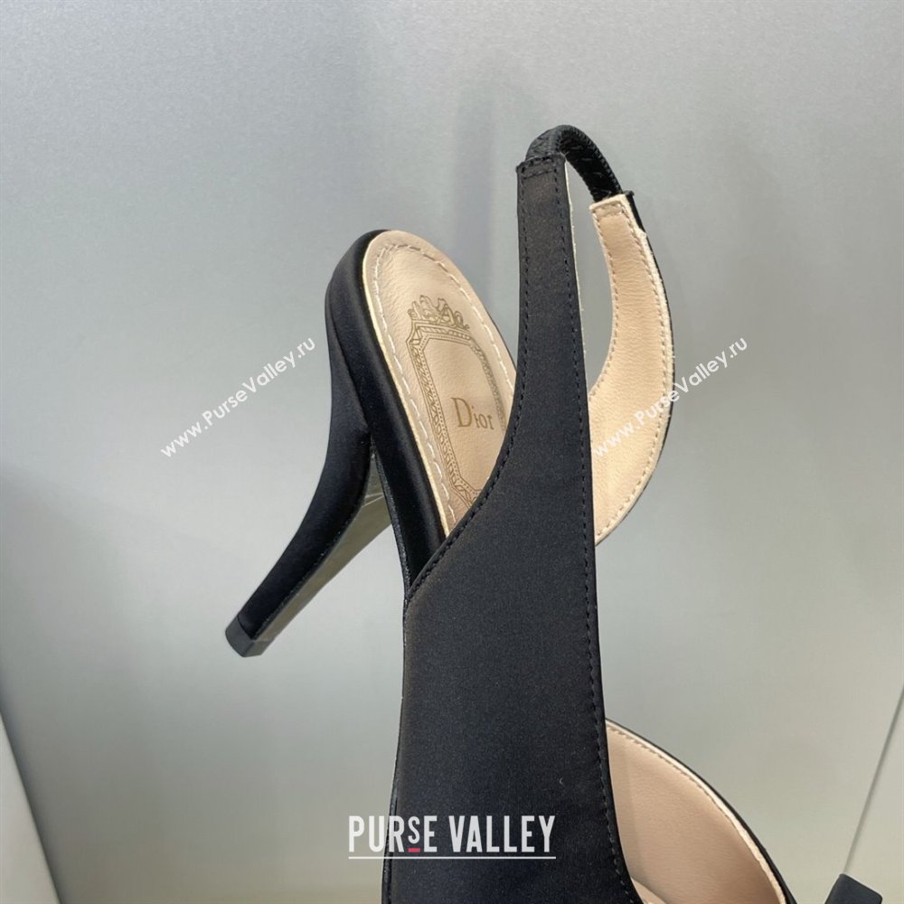 Dior Bow Satin Heeled Sandals 7.5cm Black 2025 DR121702 (MD-251217032)