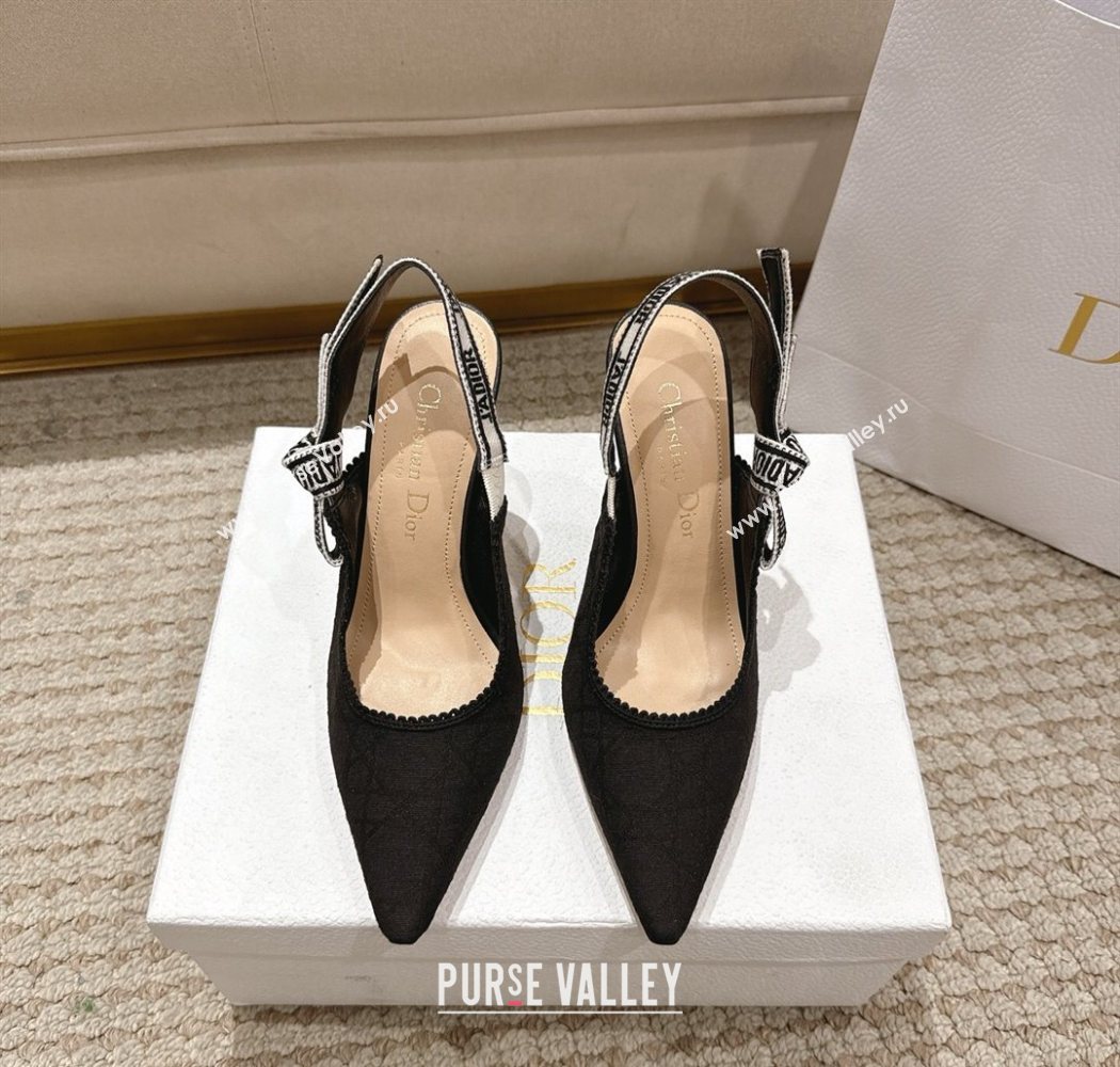Dior JAdior Slingbacks Pumps 9.5cm in Black Technical Fabric with Cannage Motif 2025 1217 (MD-251217053)