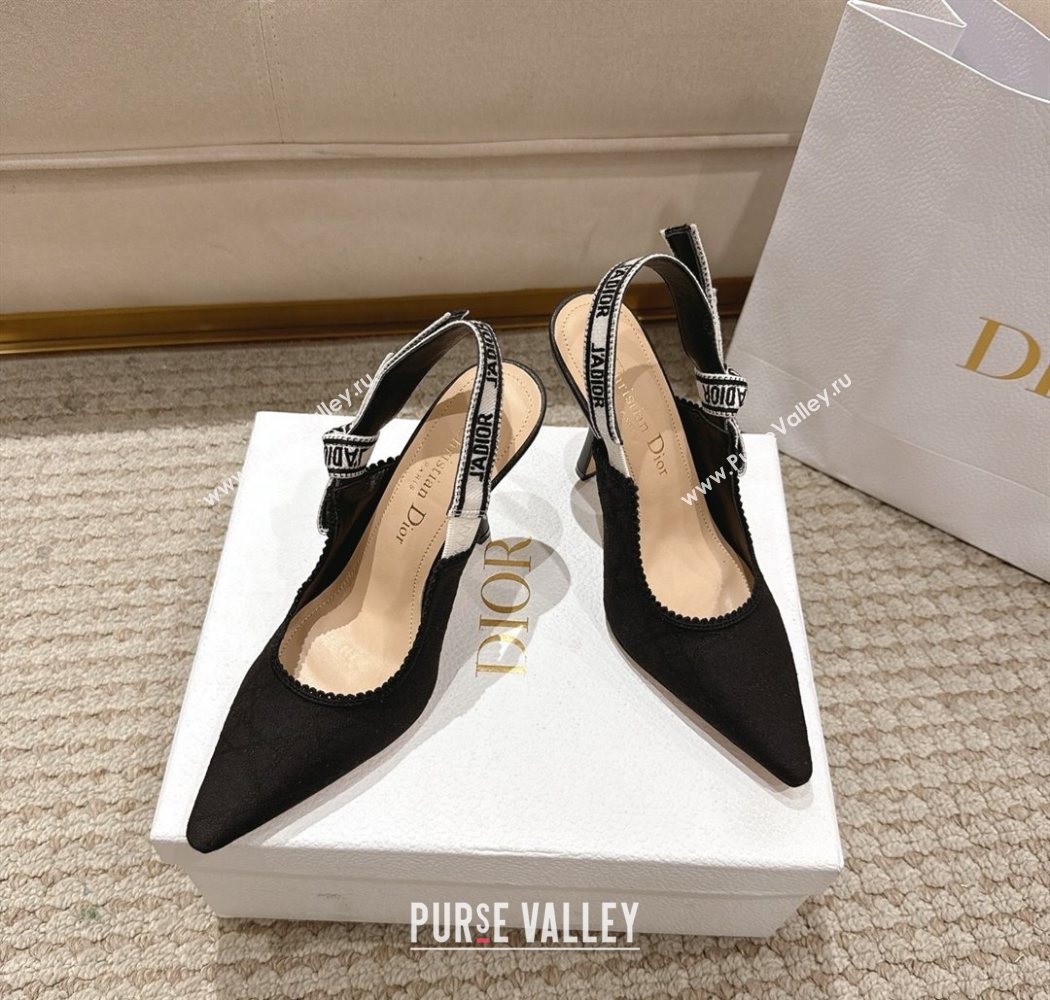 Dior JAdior Slingbacks Pumps 9.5cm in Black Technical Fabric with Cannage Motif 2025 1217 (MD-251217053)