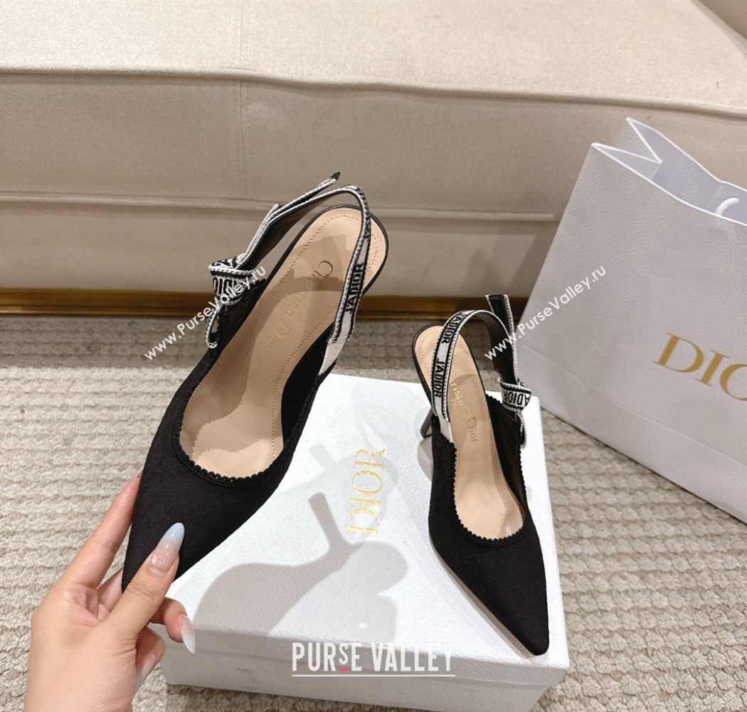 Dior JAdior Slingbacks Pumps 9.5cm in Black Technical Fabric with Cannage Motif 2025 1217 (MD-251217053)