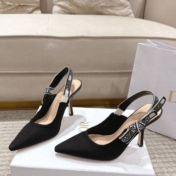 Dior JAdior Slingbacks Pumps 9.5cm in Black Technical Fabric with Cannage Motif 2025 1217 (MD-251217053)