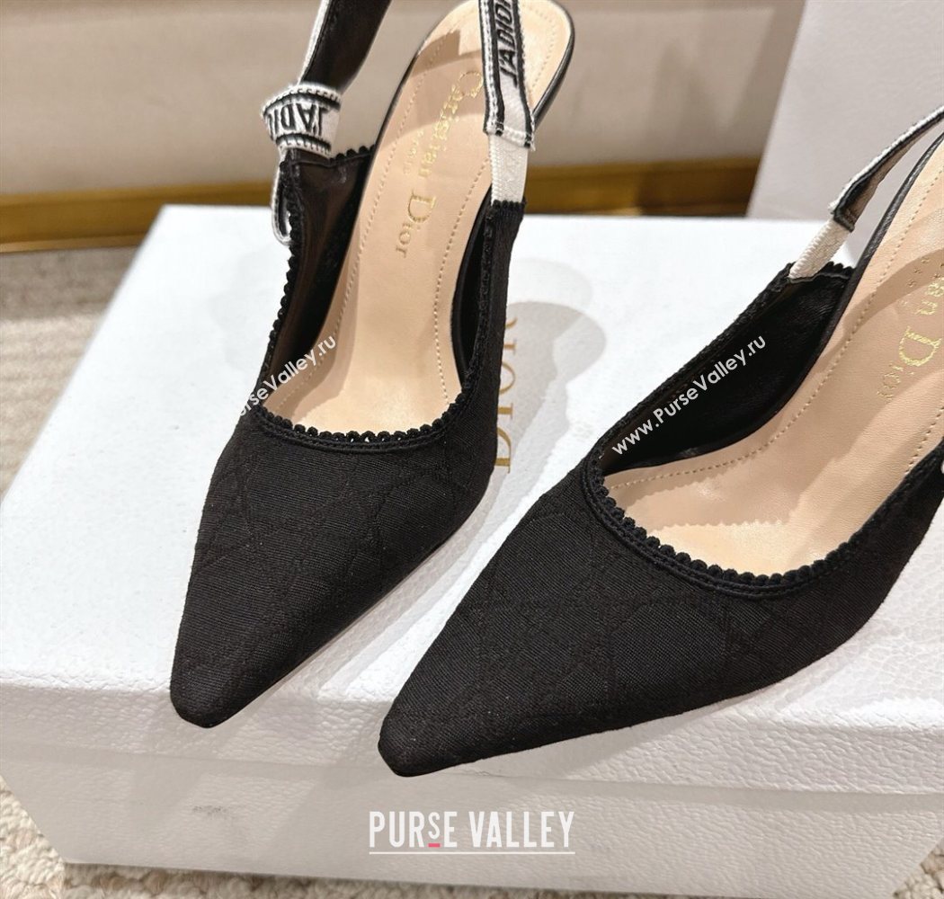 Dior JAdior Slingbacks Pumps 9.5cm in Black Technical Fabric with Cannage Motif 2025 1217 (MD-251217053)