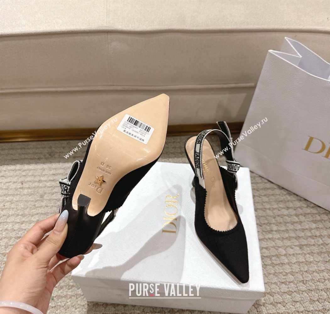 Dior JAdior Slingbacks Pumps 9.5cm in Black Technical Fabric with Cannage Motif 2025 1217 (MD-251217053)