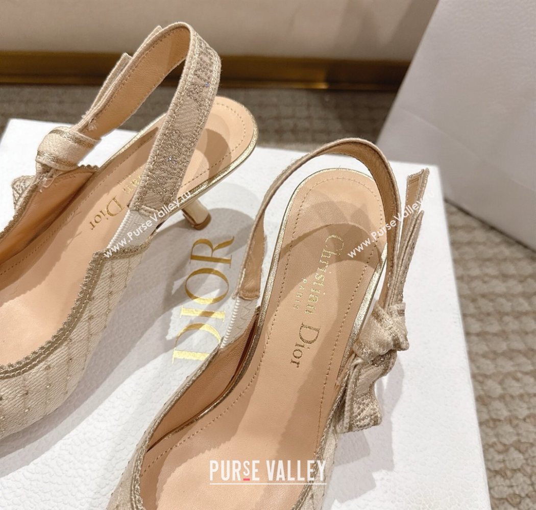 Dior JAdior Slingbacks Pump 6.5cm in Strass Microcannage Cotton Beige 2025 1217 (MD-251217047)