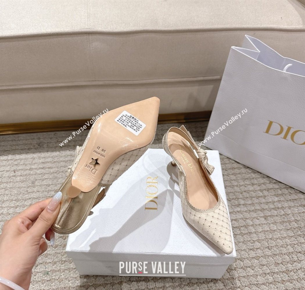 Dior JAdior Slingbacks Pump 6.5cm in Strass Microcannage Cotton Beige 2025 1217 (MD-251217047)