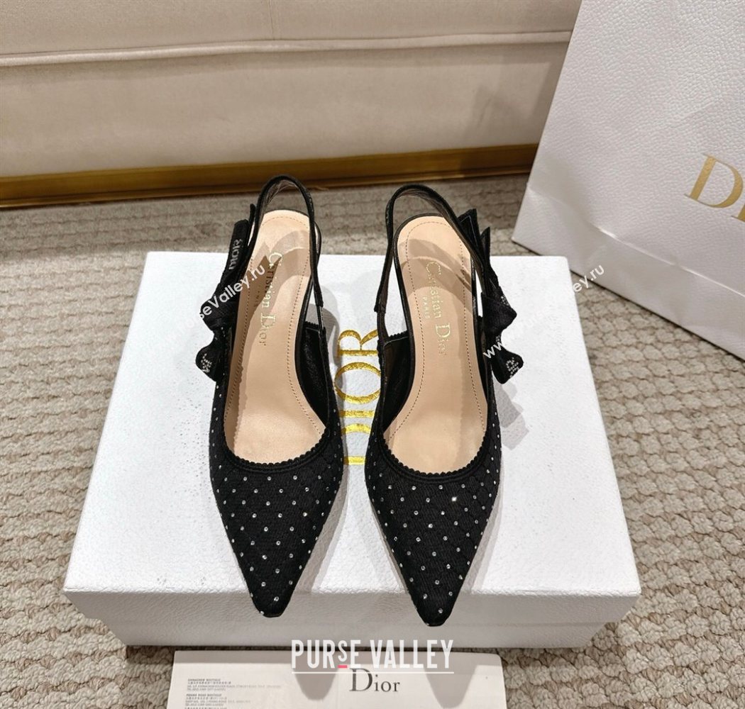 Dior JAdior Slingbacks Pump 6.5cm in Strass Microcannage Cotton Black 2025 1217 (MD-251217048)